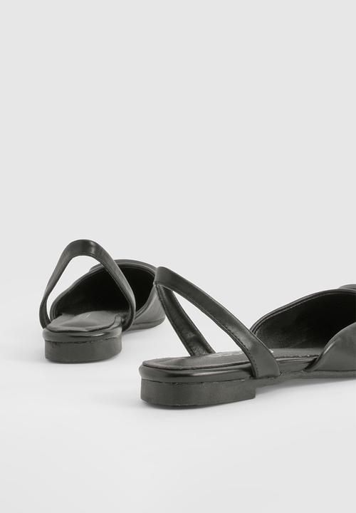 boohoo - Trim Detail Slingback Pointed Flats - black