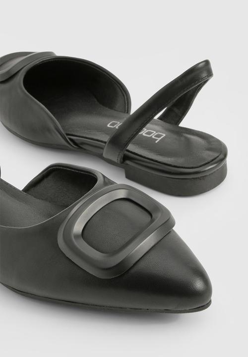 boohoo - Trim Detail Slingback Pointed Flats - black