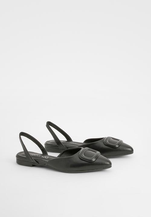 boohoo - Trim Detail Slingback Pointed Flats - black