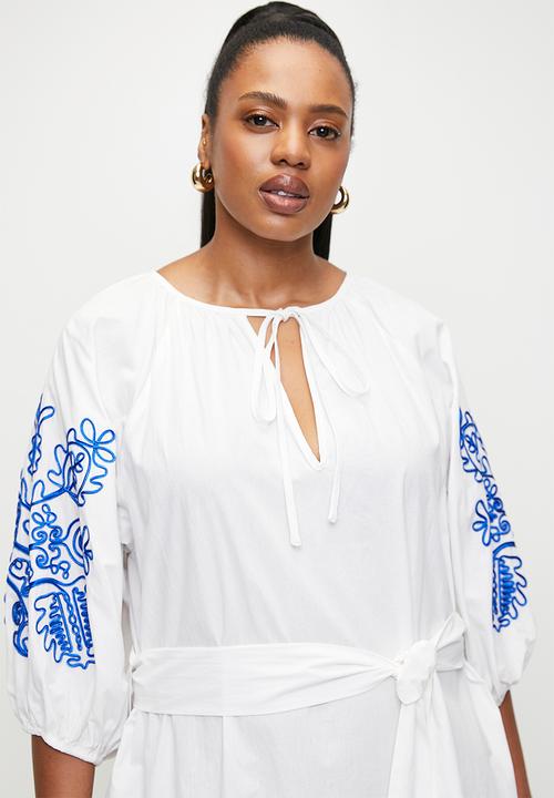edit - Short sleeve embroidery tunic - white