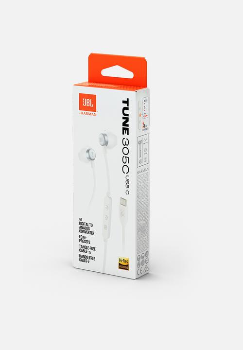 JBL - Tune 305C Wired Hi-res Earbud - White