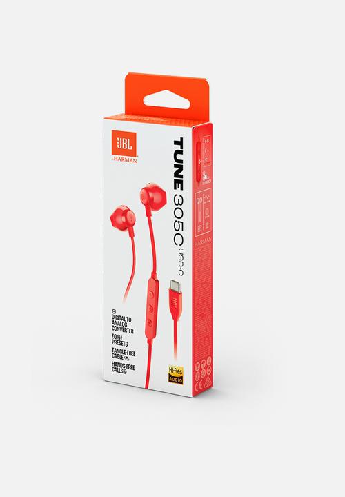 JBL - Tune 305C Wired Hi-res Earbud - Red