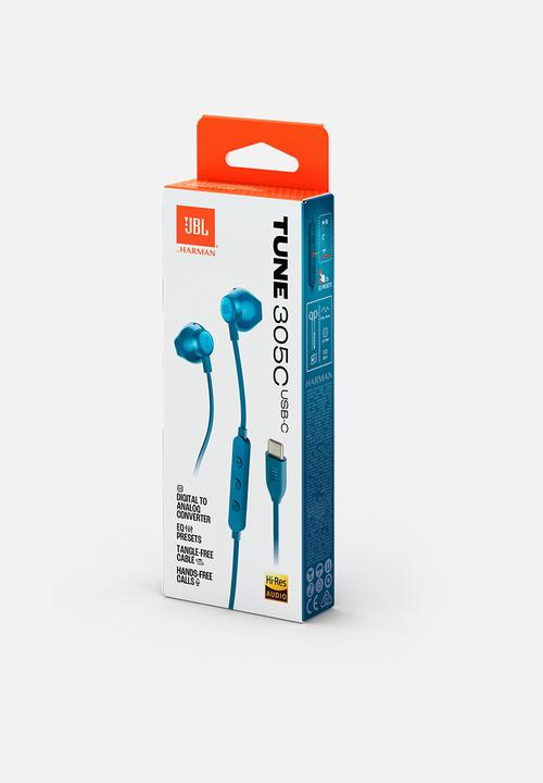 JBL - Tune 305C Wired Hi-res Earbud - Blue