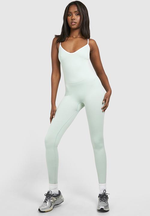 boohoo - Seamless Contrast Unitard - Sage