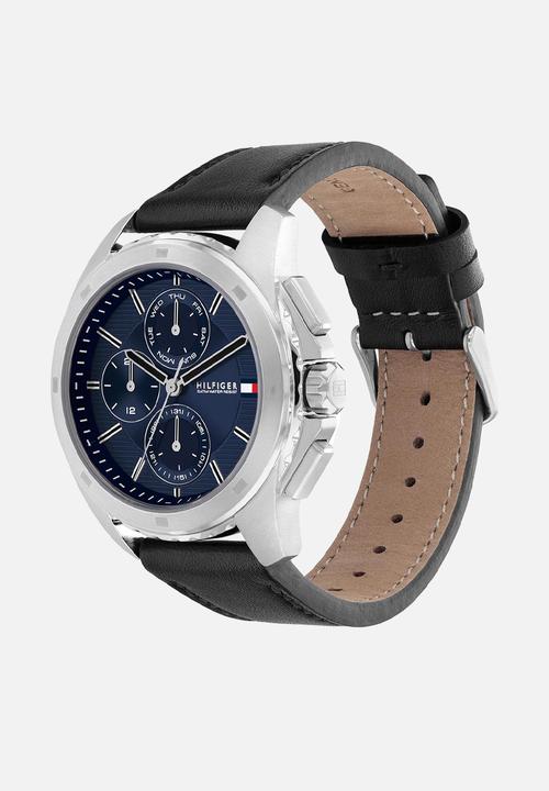 Tommy Hilfiger - Walker leather strap watch - black