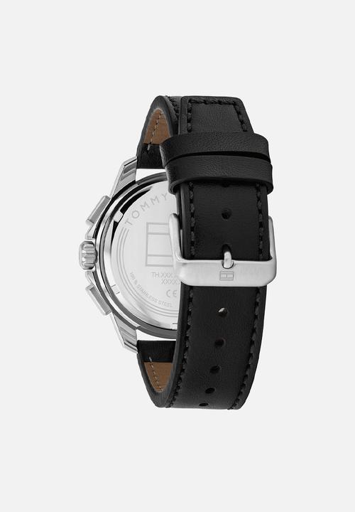 Tommy Hilfiger - Walker leather strap watch - black