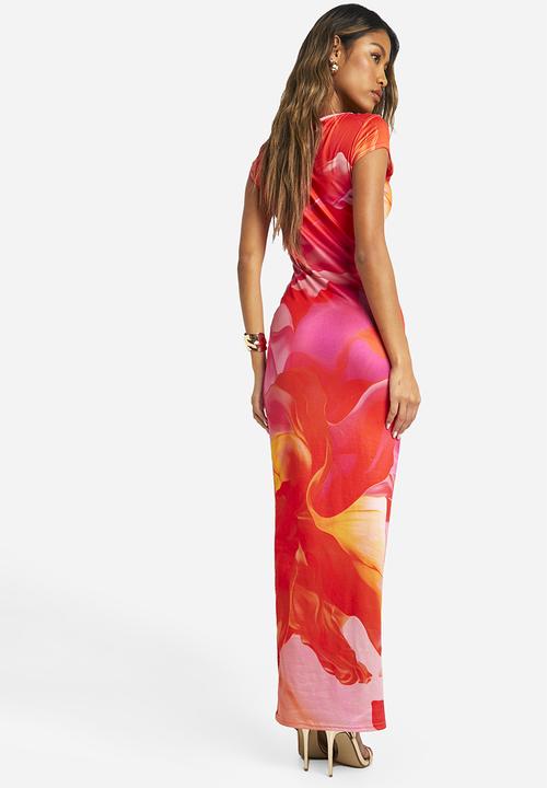 boohoo - Super Soft Cap Sleeve Tie Dye Maxi Dress - Pink