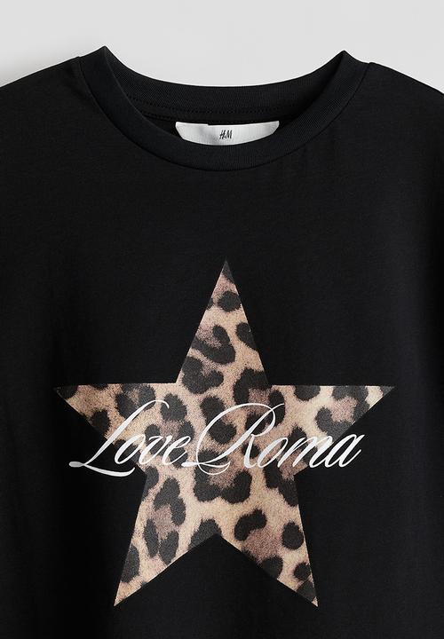 H&M - Oversized print-motif T-shirt - black