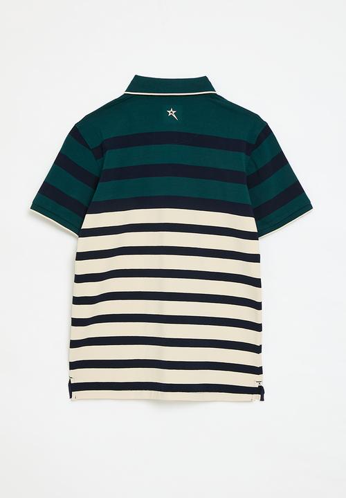 SOVIET - Boys y/dye stripe golfer - deep teal