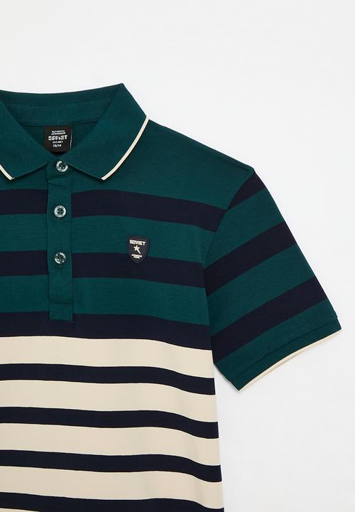 SOVIET - Boys y/dye stripe golfer - deep teal