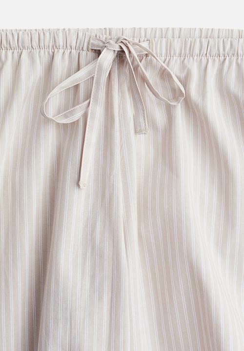 H&M - Cotton pyjama bottoms - light greige striped