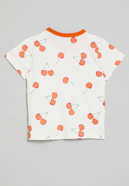 Pop Candy - Printed tee - orange & white