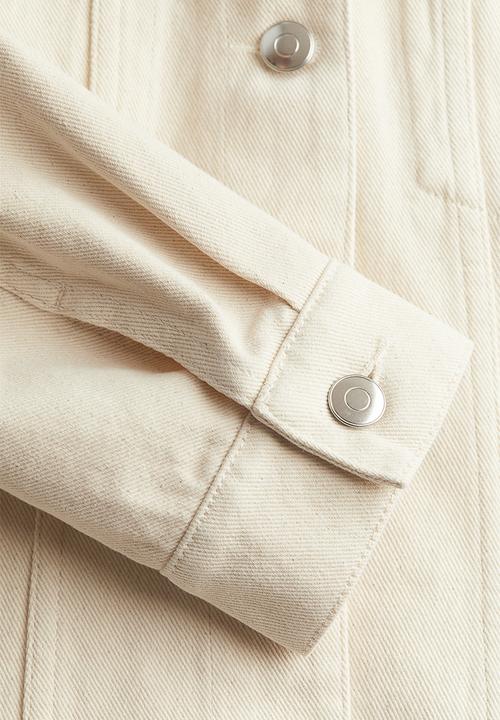 H&M - Tapered-waist denim jacket - white