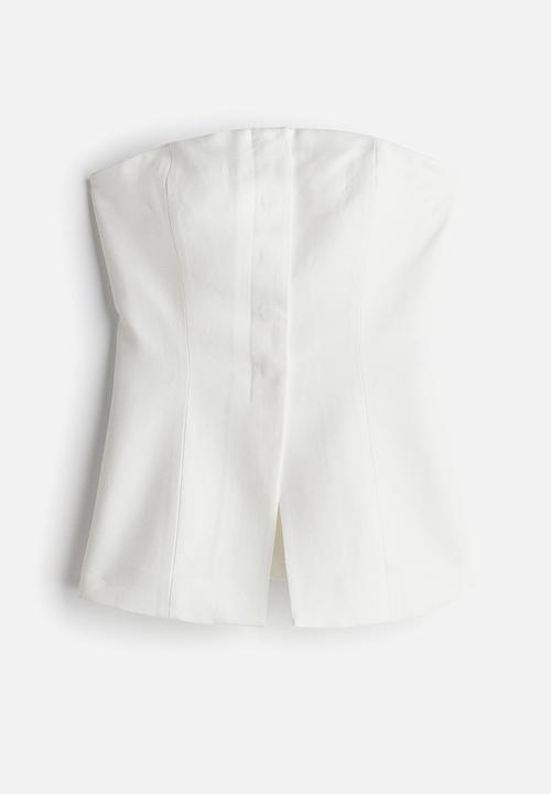 H&M - Linen-blend bandeau top - white