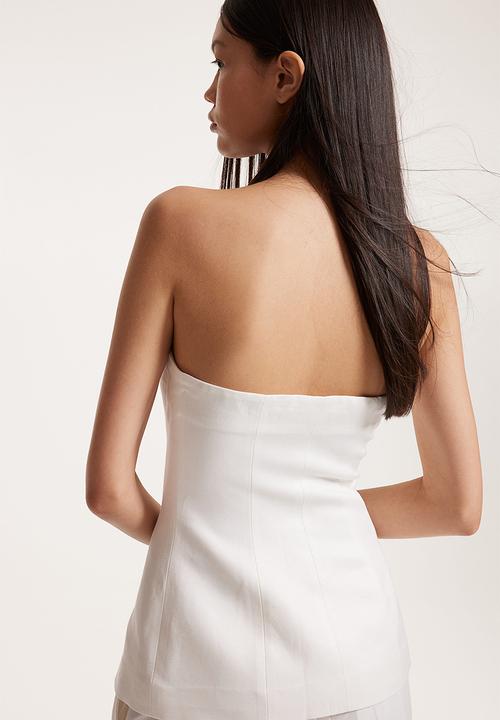 H&M - Linen-blend bandeau top - white