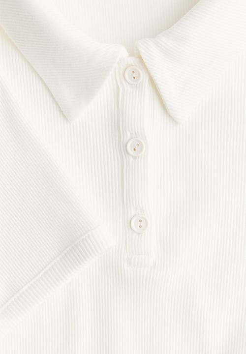 H&M - Ribbed polo shirt - white