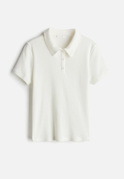 H&M - Ribbed polo shirt - white