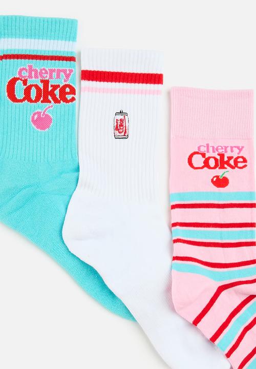 Foot-ies - Cherry coke combo socks 3 pack gift can - multi