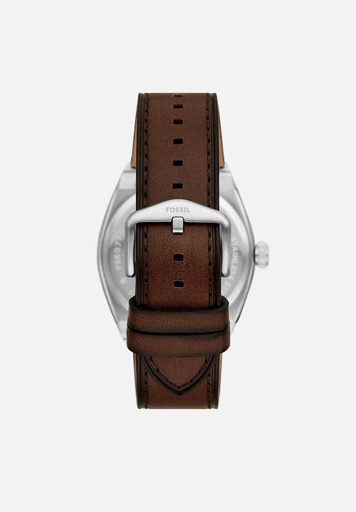 Fossil - Everett brown leather watch everett brown leather watch - brown