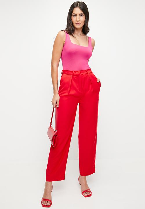 Me&B - Tailored Carrot Leg Pants - Red
