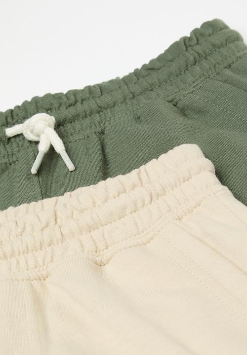 Cotton On - Multipack henry slouch short two pack - rainy day/swag green