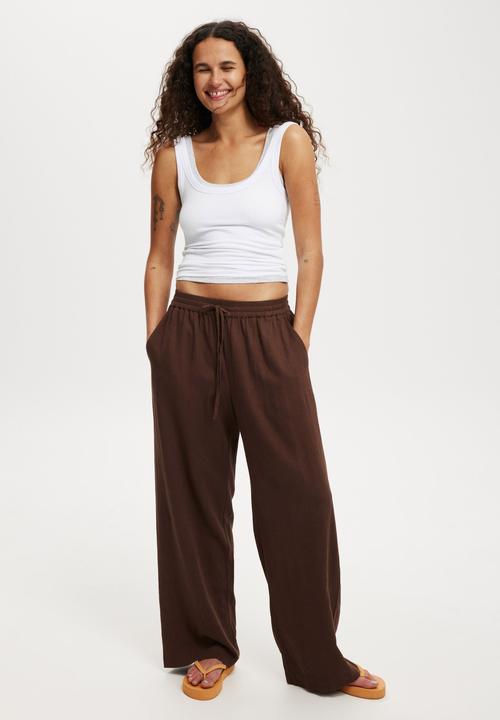 Cotton On - Haven Wide Leg Pant - Chocolate