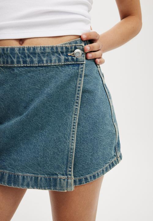 Cotton On - Asymmetrical Denim Skort - Sahara Blue