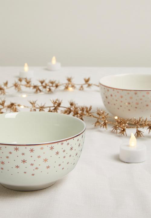 Excellent Houseware - Bone Porcelain Bowl set of 2 - gold