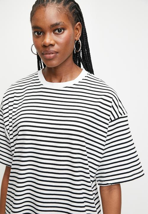 Superbalist - Oversized stripe tee - white & black