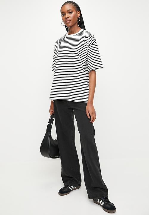 Superbalist - Oversized stripe tee - white & black