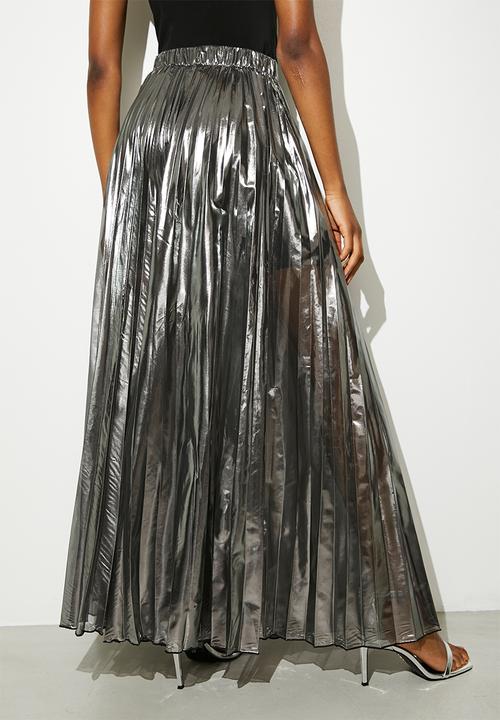 VELVET - Sheer metallic pleated palazzo pants - silver