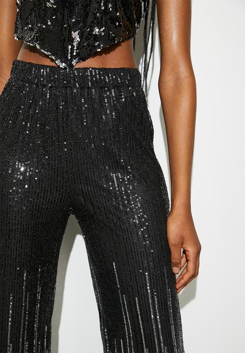 VELVET - Ombre sequin straight leg - black & Silver