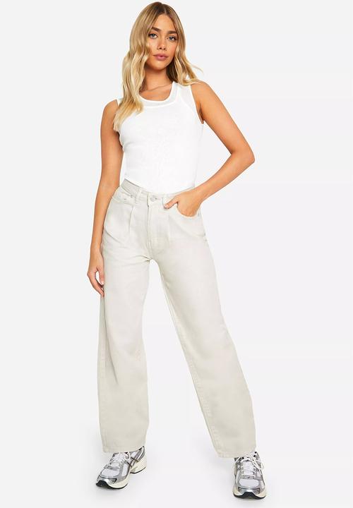 boohoo - Basics extreme wide leg jeans - ecru