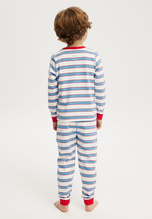 Cotton On - Ace long sleeve pyjama set - vanilla/deep sea blue 8 stripe