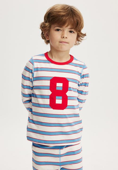 Cotton On - Ace long sleeve pyjama set - vanilla/deep sea blue 8 stripe