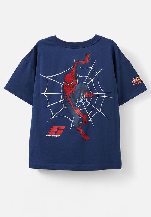 Cotton On - Spiderman shoulder short sleeve tee - blue