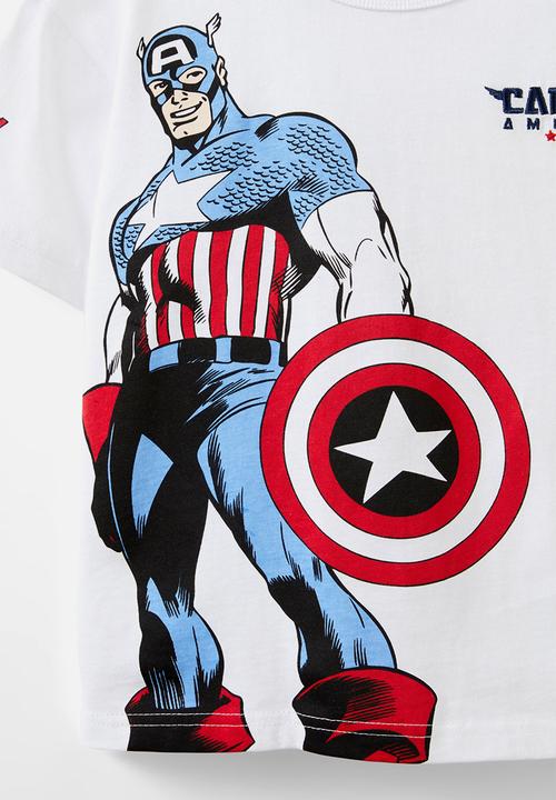 Cotton On - Captain america drop shoulder short sleeve tee - white