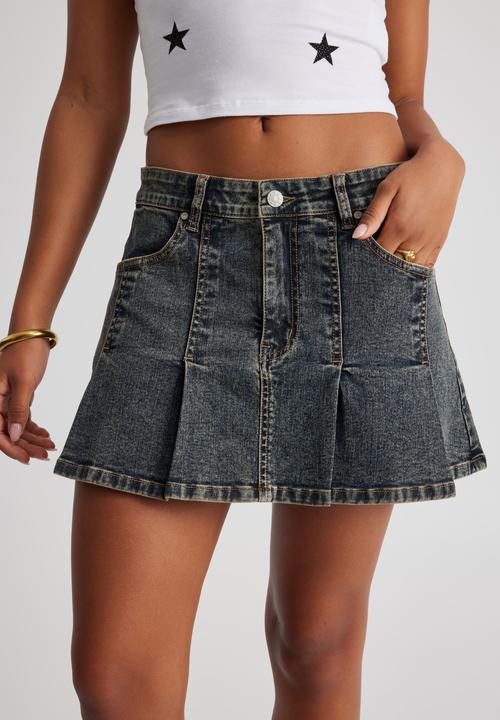 Factorie - Pleat Denim Skirt - Workshop Blue