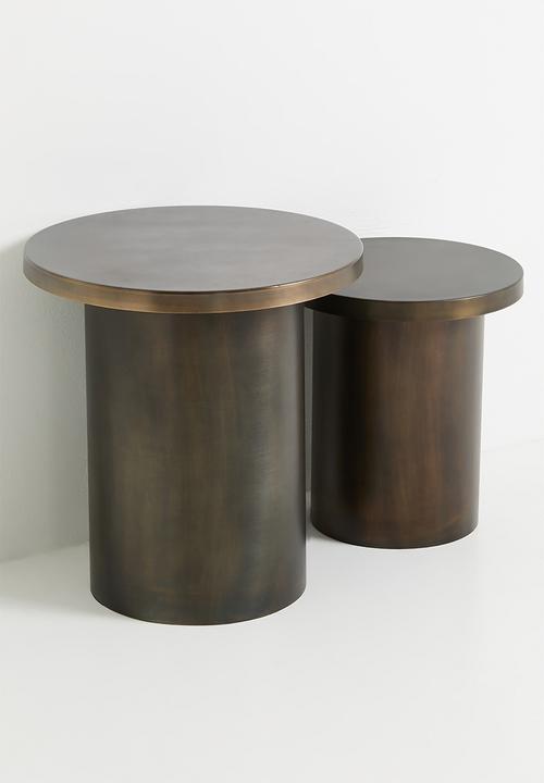 Sixth Floor - Grace nested brass side tables - metallic