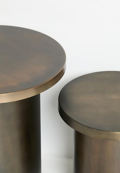 Sixth Floor - Grace nested brass side tables - metallic