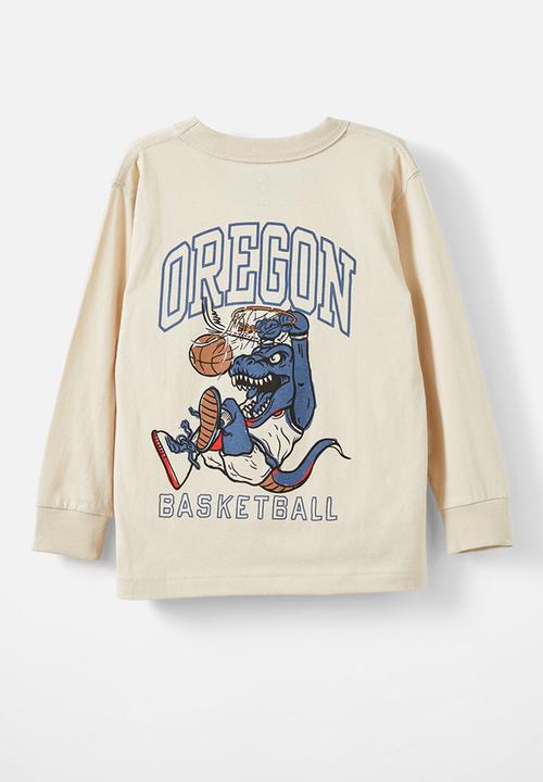 Cotton On - Long sleeve jonny tee - rainy day/oregon basketball dino