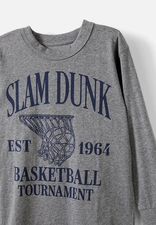 Cotton On - Long sleeve jonny tee - night sky marle/slam dunk basketball