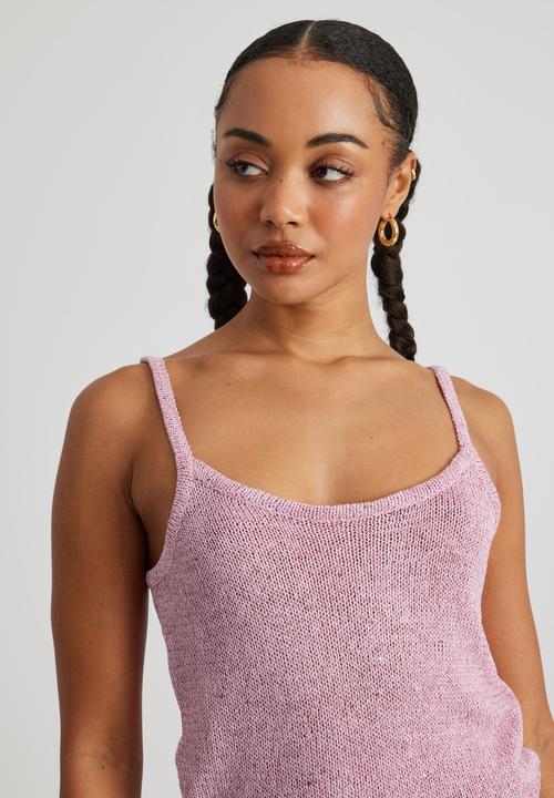 Bailey Metallic Knit Tank - Pink