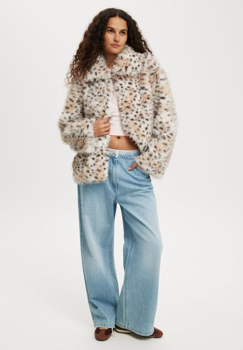 Cotton On - Mimi Faux Fur Jacket - Snow Leopard