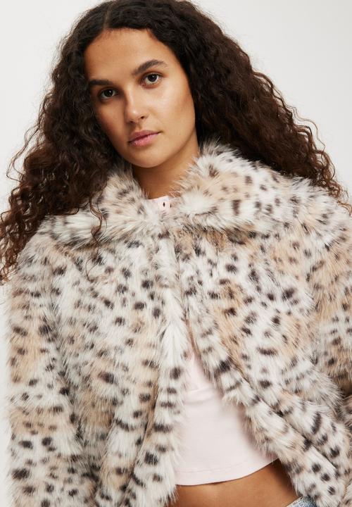 Cotton On - Mimi Faux Fur Jacket - Snow Leopard