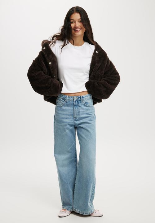 Cotton On - Teddy Bomber Jacket - Brown