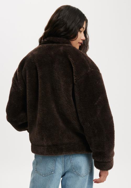 Cotton On - Teddy Bomber Jacket - Brown