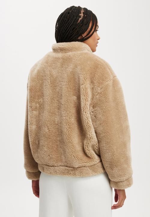 Cotton On - Teddy Bomber Jacket - Stone