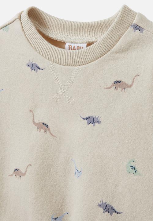 Cotton On - Bundle alma drop shoulder sweater & felix track - rainy day/ditsy dino