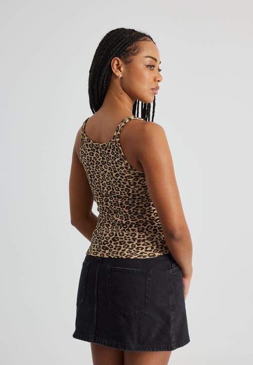 Factorie - Printed Longline Tank - Leopard Print